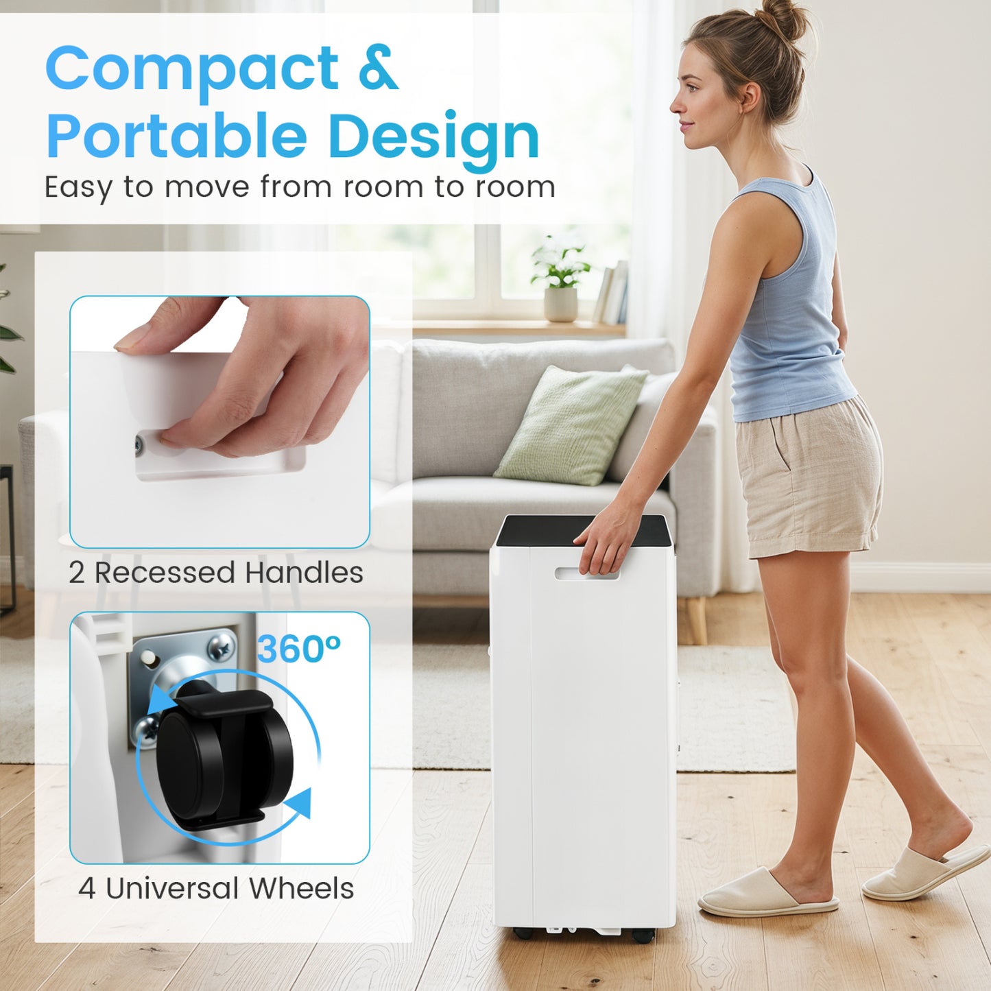 9000 BTU Portable Air Conditioner with Dehumidifier & Timer