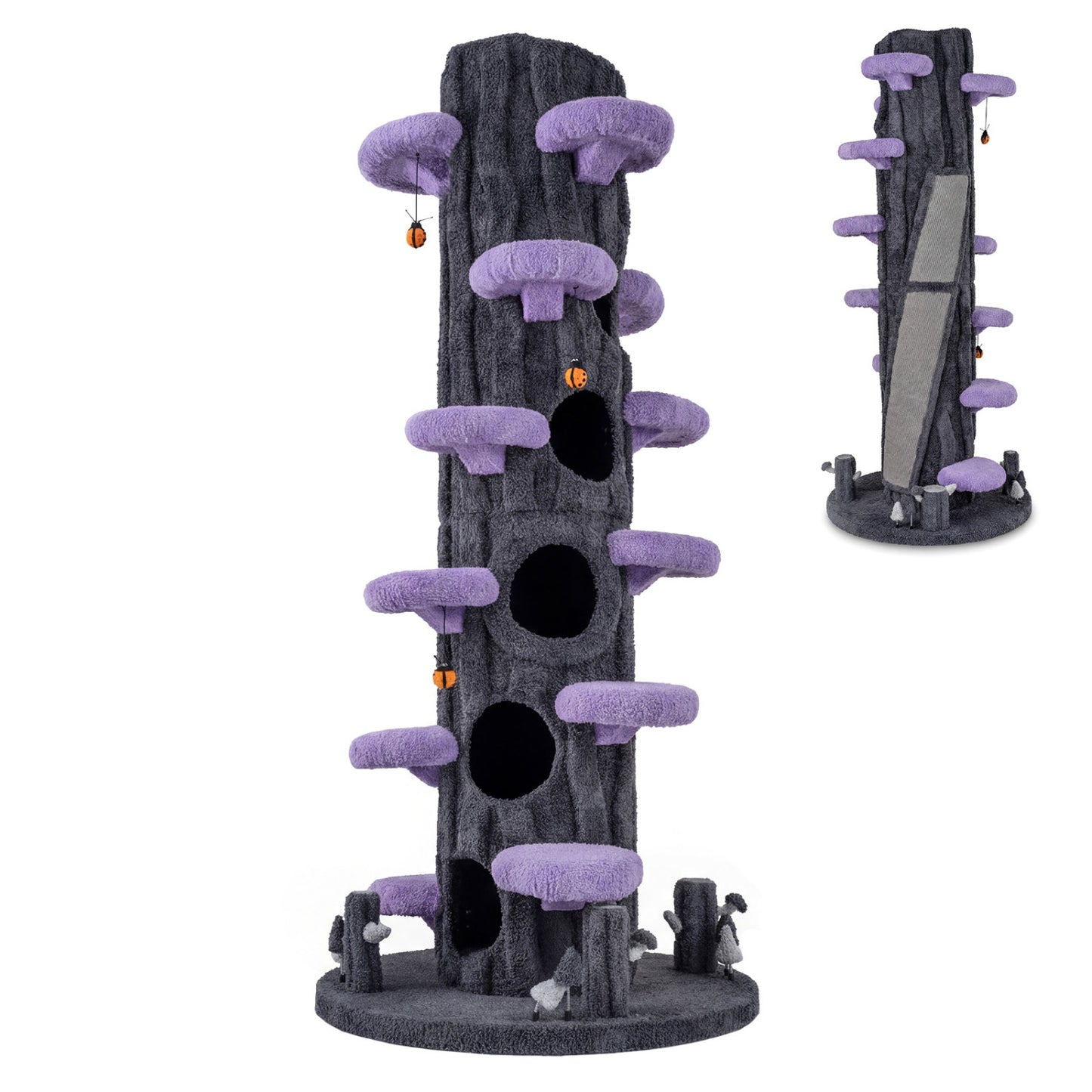 90.5 Inch Tall Multifunctional Cat Tree with Private Condos for Indoor Cats-Purple - Purple