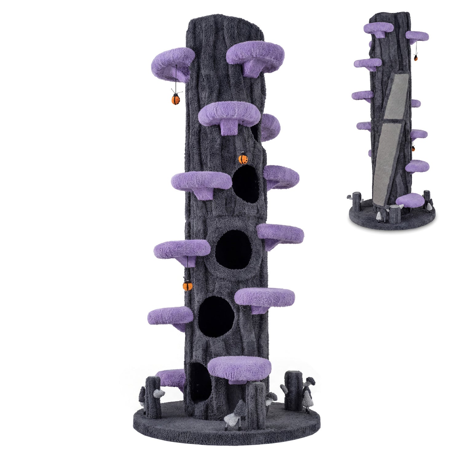 90.5 Inch Tall Multifunctional Cat Tree with Private Condos for Indoor Cats-Purple - Purple