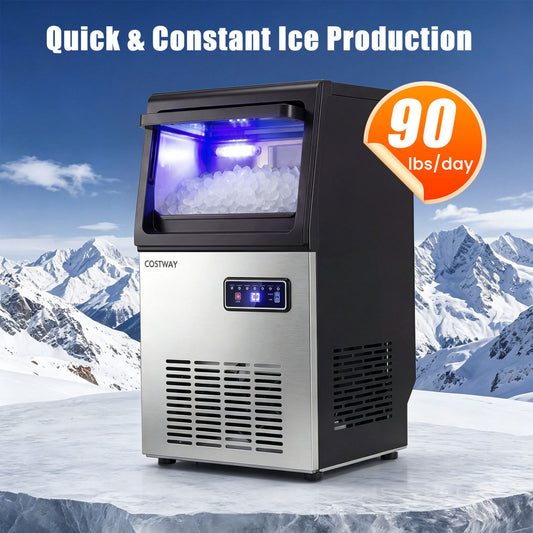 90 LBS/24H Commercial Nugget Ice Maker with Self