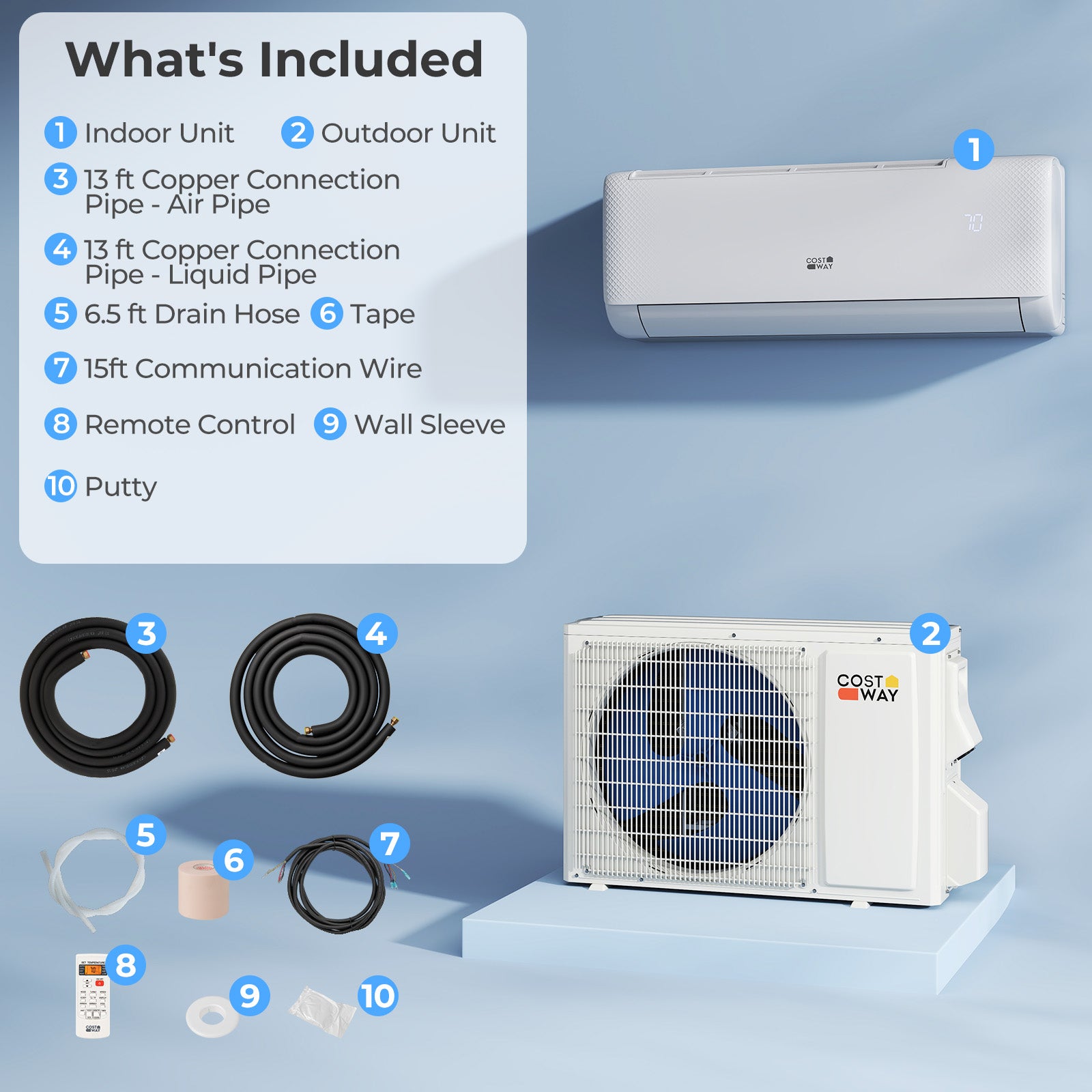 Airtural Series 9100 BTU 20.5 SEER2 WiFi Enabled Mini Split AC 115V Compatible with Alexa