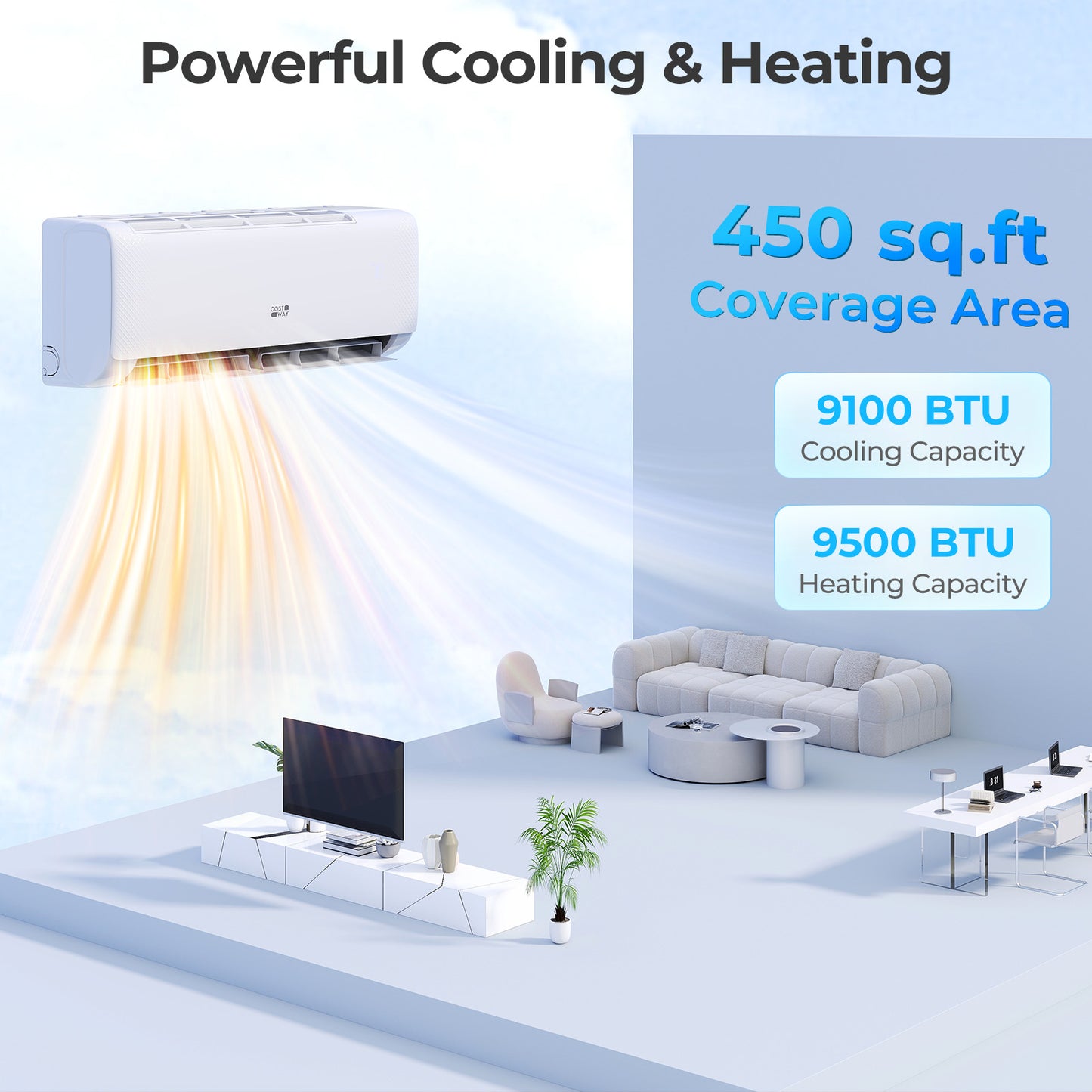 Airtural Series 9100 BTU 20.5 SEER2 WiFi Enabled Mini Split AC 115V Compatible with Alexa