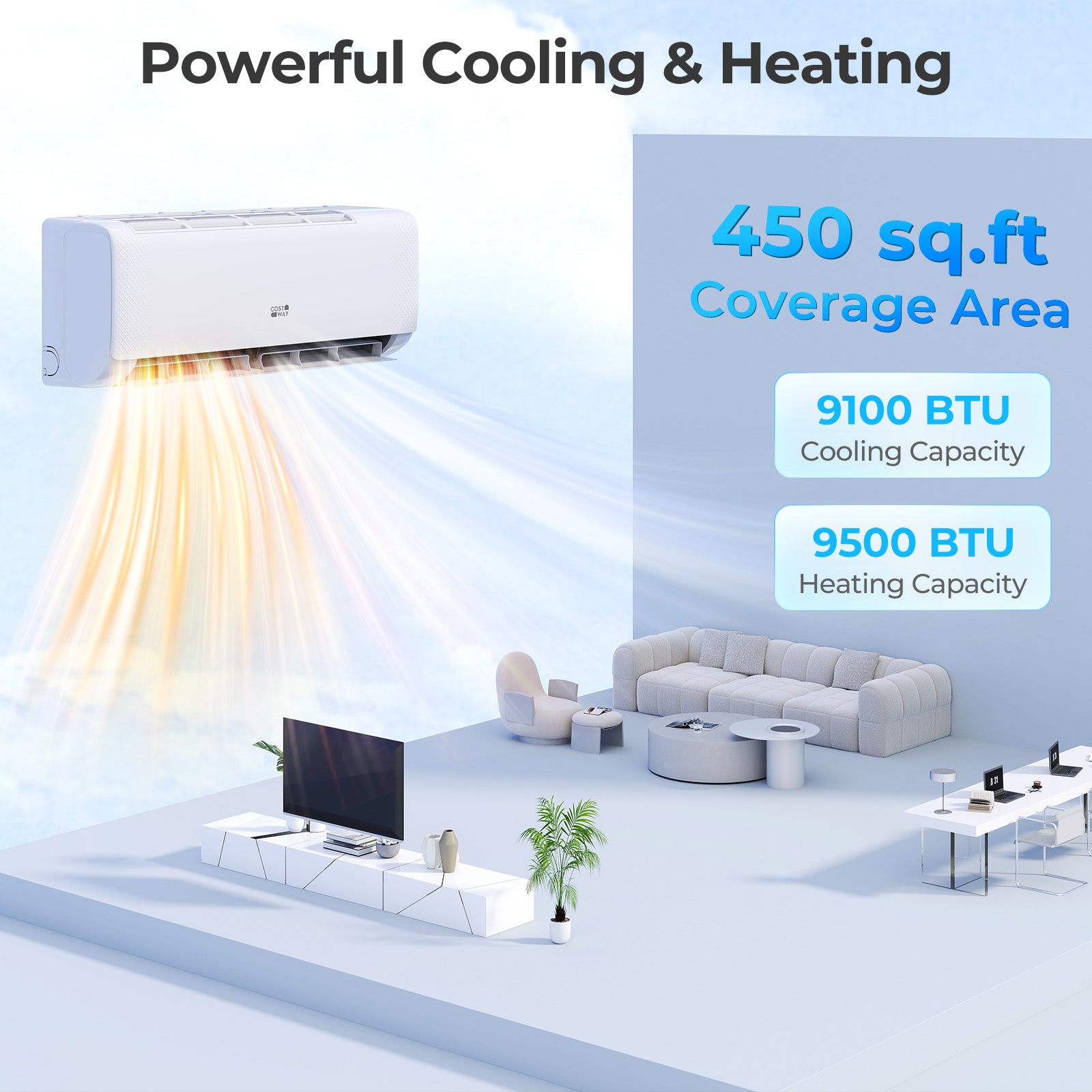 Airtural Series 9100 BTU 20.5 SEER2 WiFi Enabled Mini Split AC 115V Compatible with Alexa