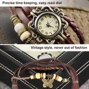 Vintage Women\'s Watch Bohemian Handmade Leather Watch Quartz Wrist Watch Fashion