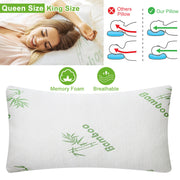 2Pcs Bamboo Memory Foam Pillow Hypoallergenic Bed Pillow