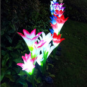 2Pcs Solar Garden Lights Outdoor Lily Flower LED Light 7-Color Changing