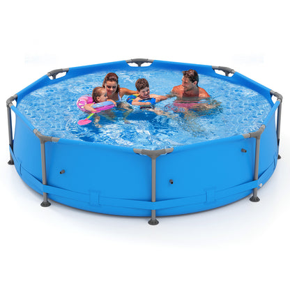 690/978/1158/1617 Gal Outdoor Family Swimming Pool with Metal Frame-10 x 10 ft