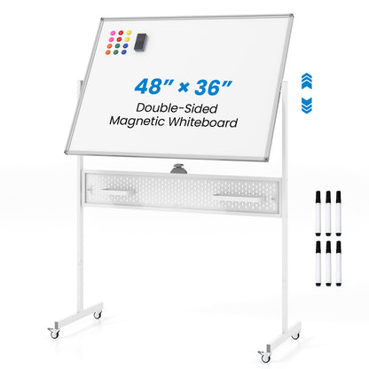 Office Furniture Set: 48 Inches x 36 Inches Mobile Whiteboard+Criss Cross Legged Chair+Linen Upholstered Executive Chair