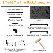 9 Tiers Plus 5 Tiers Shoe Rack Metal Shoe Storage Shelf