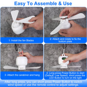 Rechargeable Tent Fan with Light