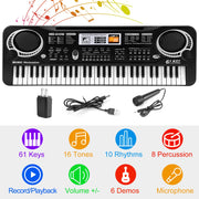 61 Keys Electronic Keyboard w/ Microphone