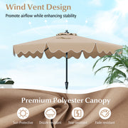 9 Feet Patio Umbrella with Crank Handle and Push Button Tilt-Brown