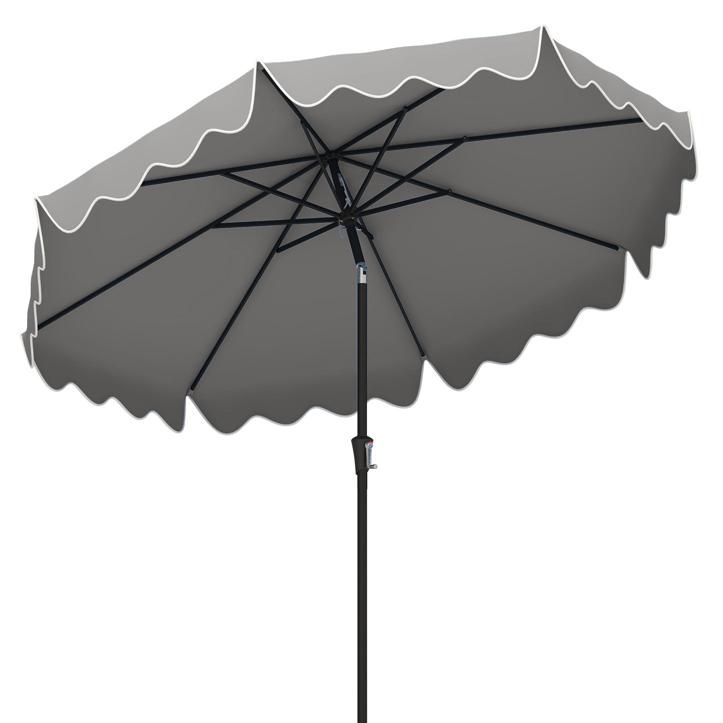 9 Feet Patio Umbrella with Crank Handle and Push Button Tilt-Turquoise - Gray
