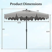 9 Feet Patio Umbrella with Crank Handle and Push Button Tilt-Gray