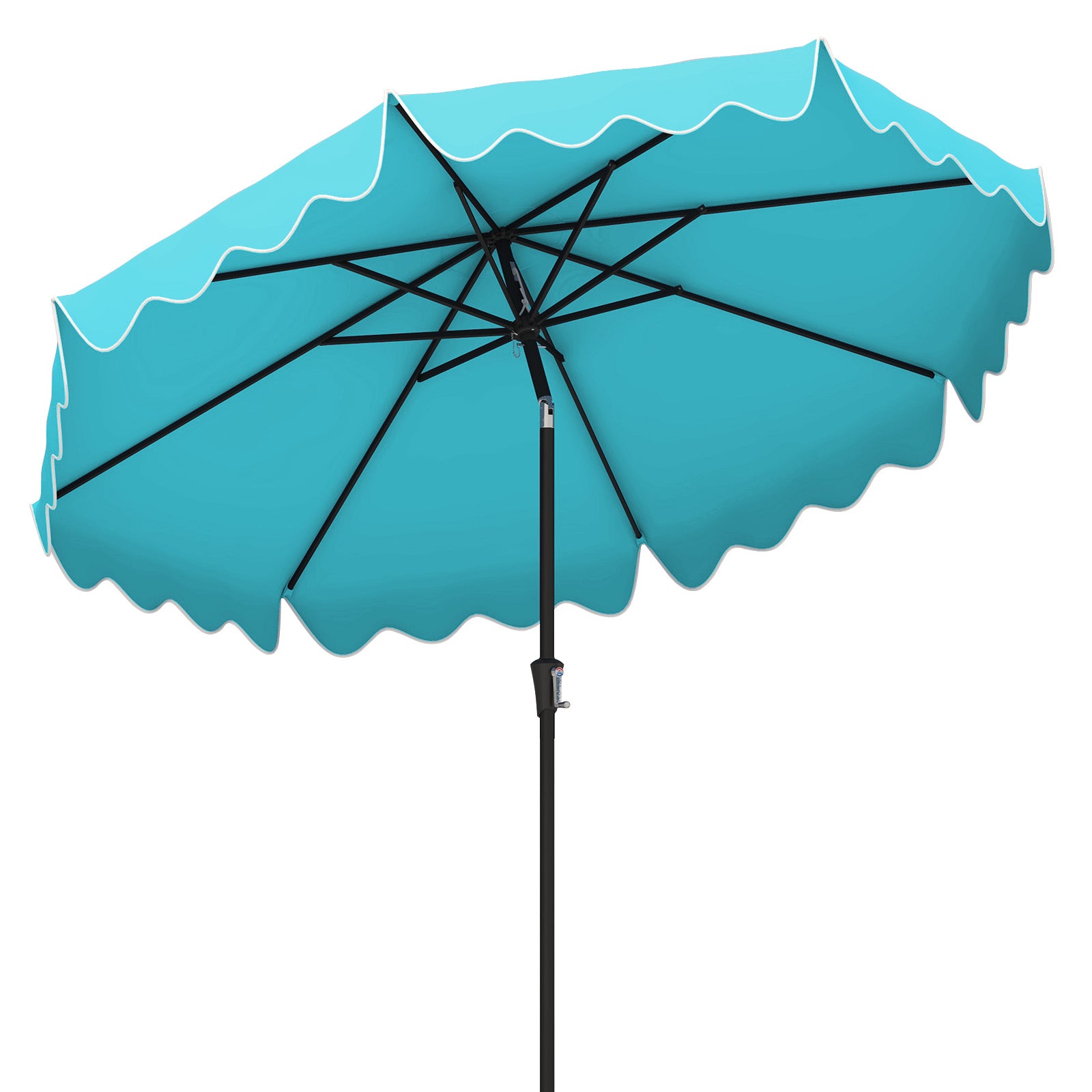 9 Feet Patio Umbrella with Crank Handle and Push Button Tilt-Turquoise - Turquoise