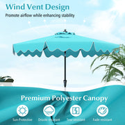 9 Feet Patio Umbrella with Crank Handle and Push Button Tilt-Turquoise