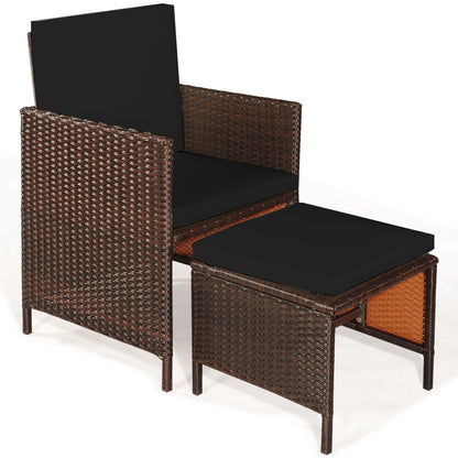 9 Pieces Patio Rattan Dining Cushioned Chairs Set