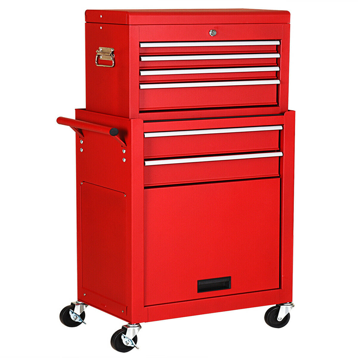 Rolling Cabinet Storage Chest Box Garage Toolbox Organizer-Red - Red
