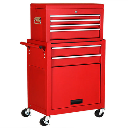 Rolling Cabinet Storage Chest Box Garage Toolbox Organizer-Red - Red