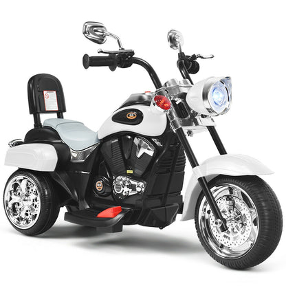 6V Powered Toddler 3-Wheel Motorbike Ride On Toy with Horn and Headlight-Black & Red - White