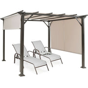 10 x 10 Feet Metal Frame Patio Furniture Shelter-Beige