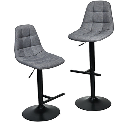 2 Pieces Adjustable Bar Stools Swivel Counter Height Linen Chairs-Brown