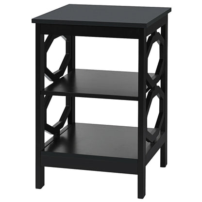3-tier Nightstand Sofa Side End Accent Table-Black - Black