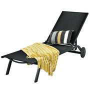 Aluminum Fabric Outdoor Patio Lounge Chair with Adjustable Reclining -Black