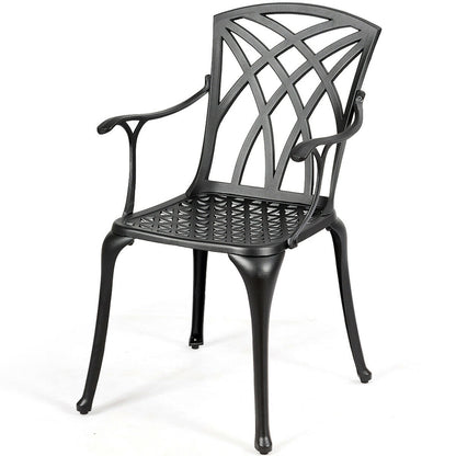 2 Pieces Durable Aluminum Dining Chairs Set with Armrests