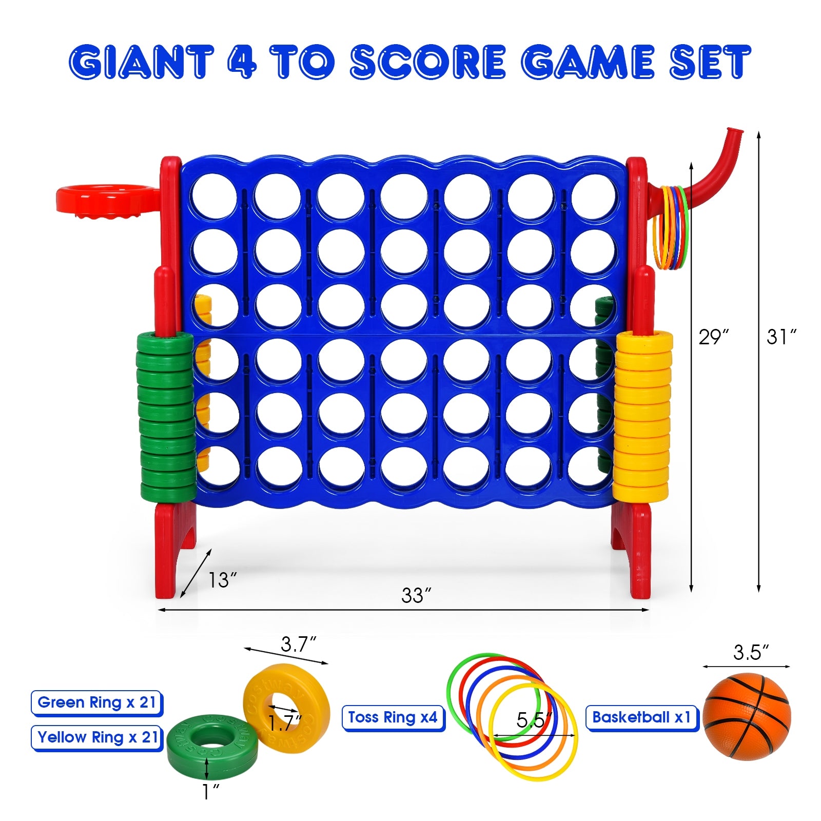 2.5Ft 4-to-Score Giant Game Set-Blue - Red