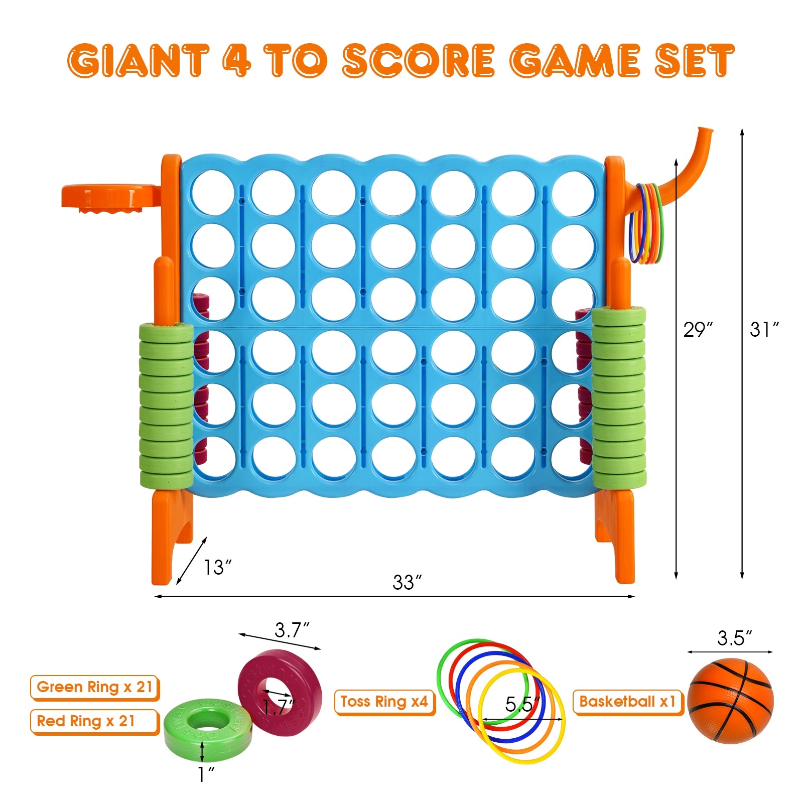 2.5Ft 4-to-Score Giant Game Set-Blue - Orange
