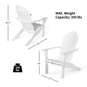 Acacia Wood Outdoor Adirondack Chair with Ergonomic Design-White