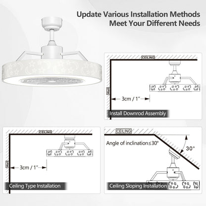 23 Inch Ceiling Fan with LED Light and Remote Control