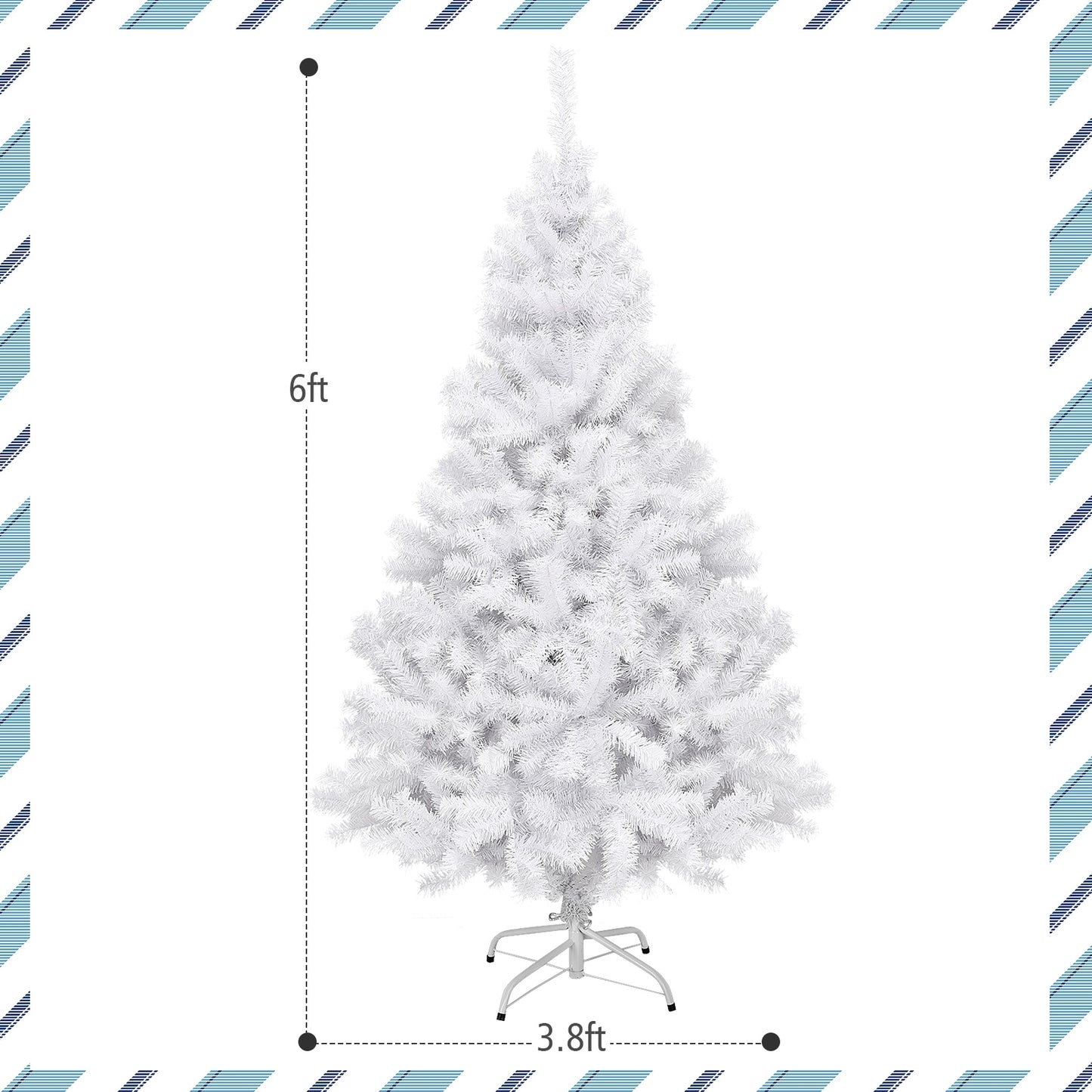 6' / 7.5' / 9' Hinged Artificial Christmas Tree with Metal Stand