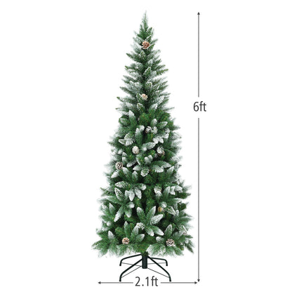 5/6/7.5 Feet Artificial Pencil Christmas Tree with Pine Cones-6 Feet
