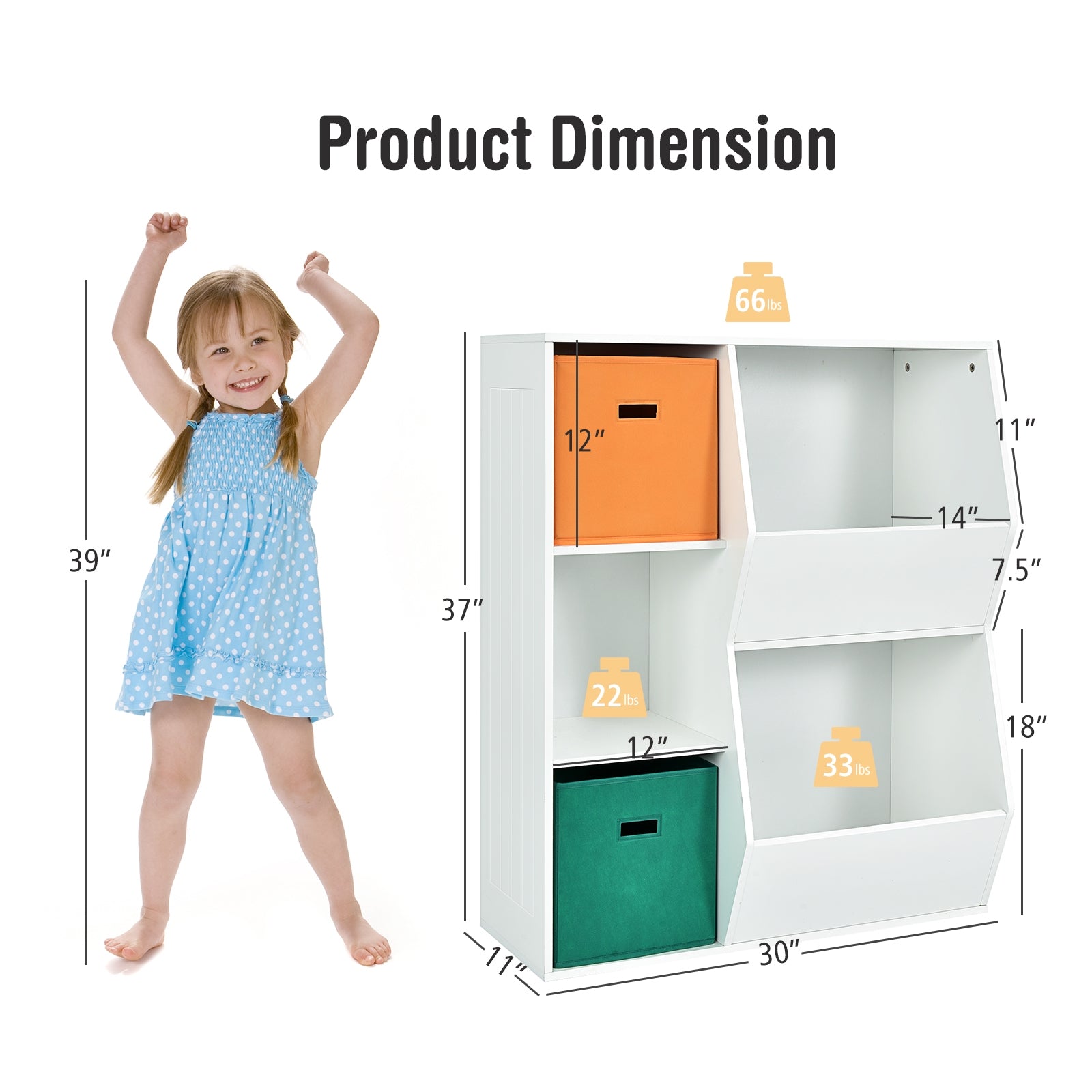 Kids Toy Storage Cabinet Shelf Organizer -Gray - Multicolor