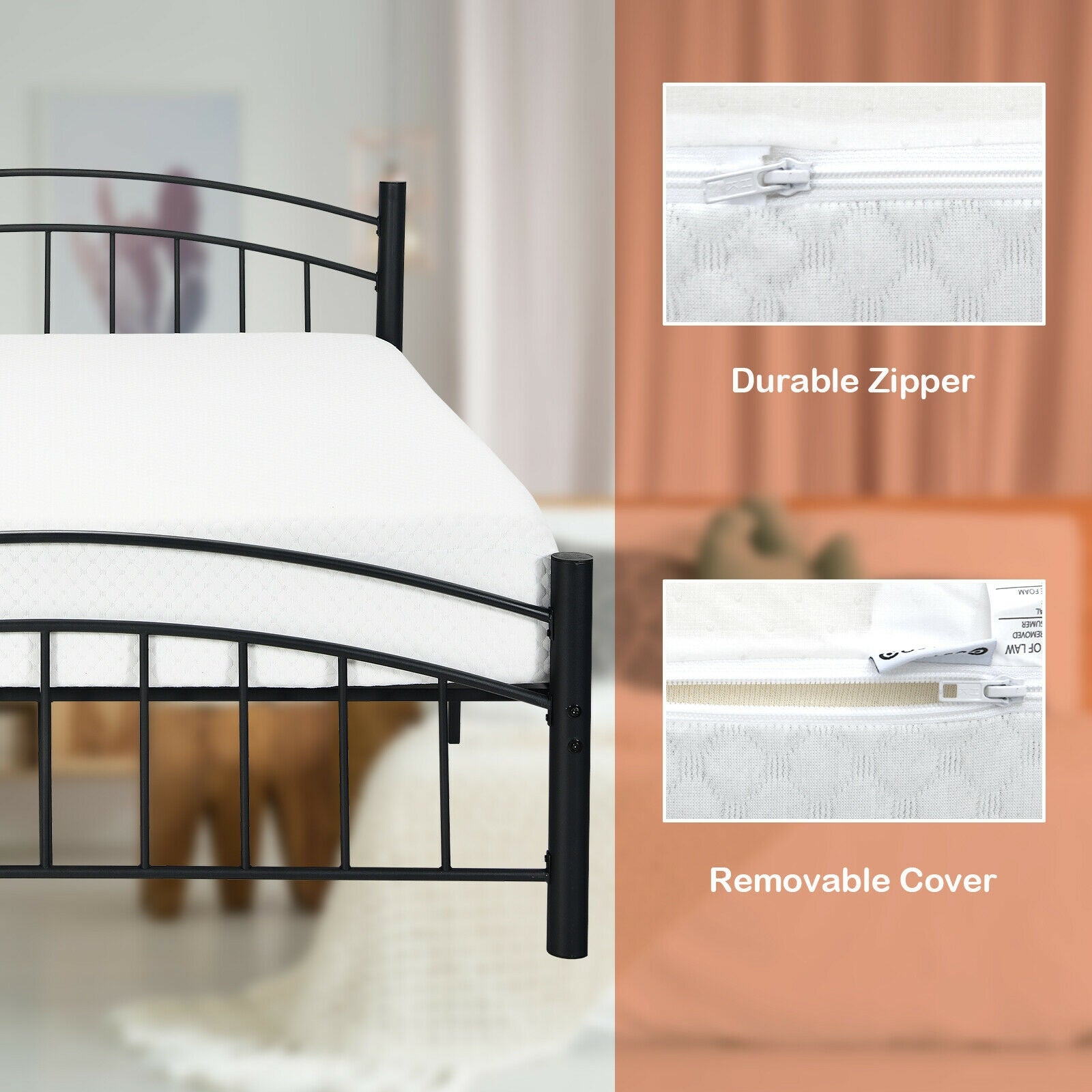 8 Inch Foam Medium Firm Mattress with Jacquard Cover-Twin Size