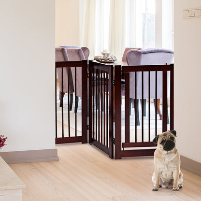 30 Inch Tall 4-Panel Freestanding Pet Gate Wooden Dog Fence