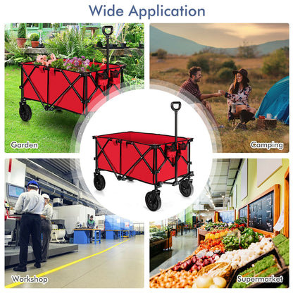 Outdoor Utility Garden Trolley Buggy -Black - Red