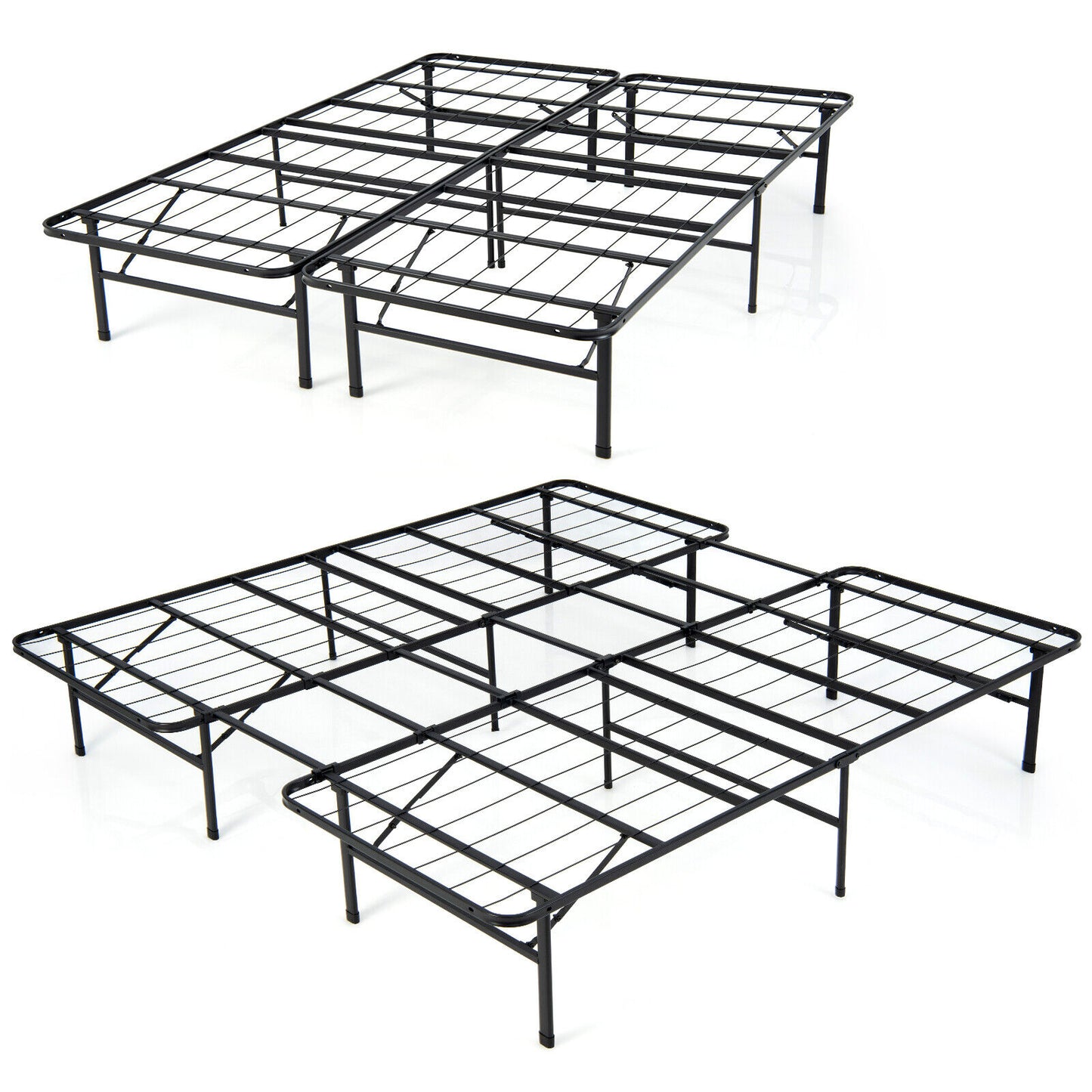 Full/King Size Folding Steel Platform Bed Frame for Kids and Adults