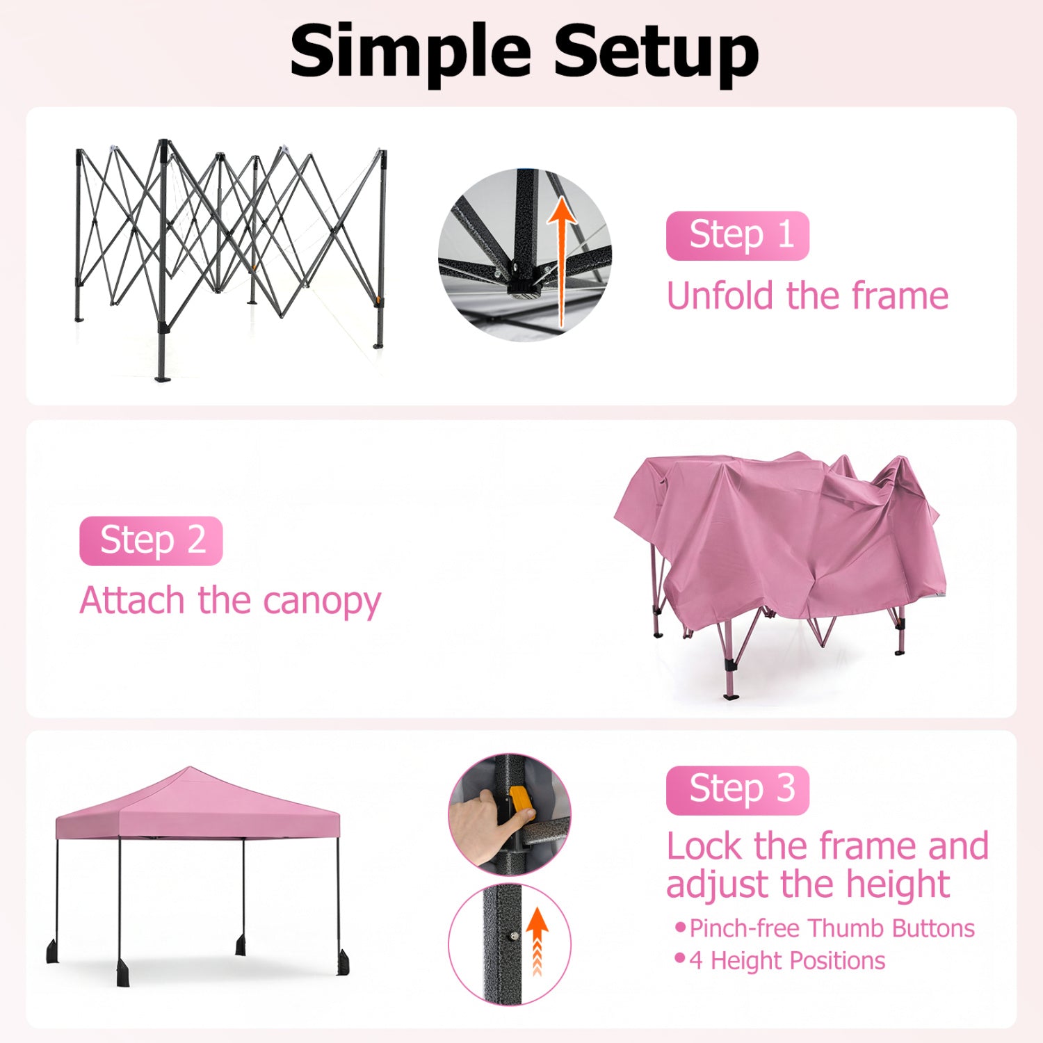 9.5 x 9.5 Feet Pop up Canopy Tent with Adjustable Heights