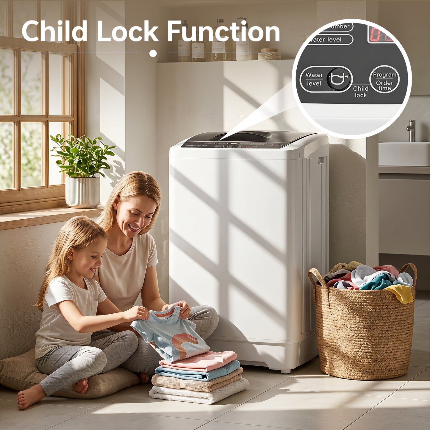 9.93 lbs Full Automatic Washing Machine with 8 Programs