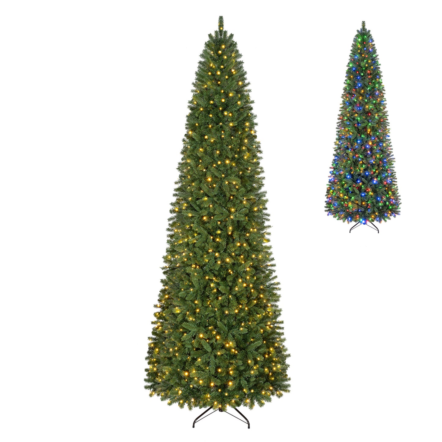 9 FT Pencil Alpine Christmas Tree with 550 Dual-Color LED Lights