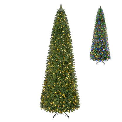 9 FT Pencil Alpine Christmas Tree with 550 Dual-Color LED Lights