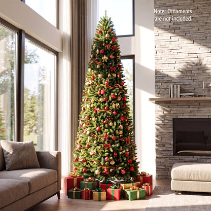 9 FT Pencil Alpine Christmas Tree with 550 Dual-Color LED Lights