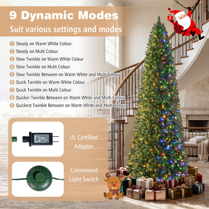 9 FT Pencil Alpine Christmas Tree with 550 Dual-Color LED Lights