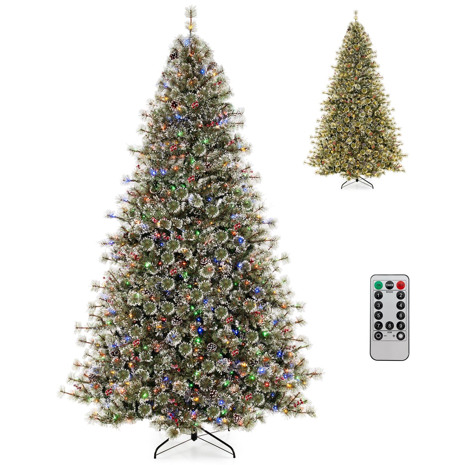 6/7.5/9 FT Artificial Christmas Tree Pre-Lit Hinged Holiday Tree with 360° Quick Power Connector-7.5ft - 9Ft