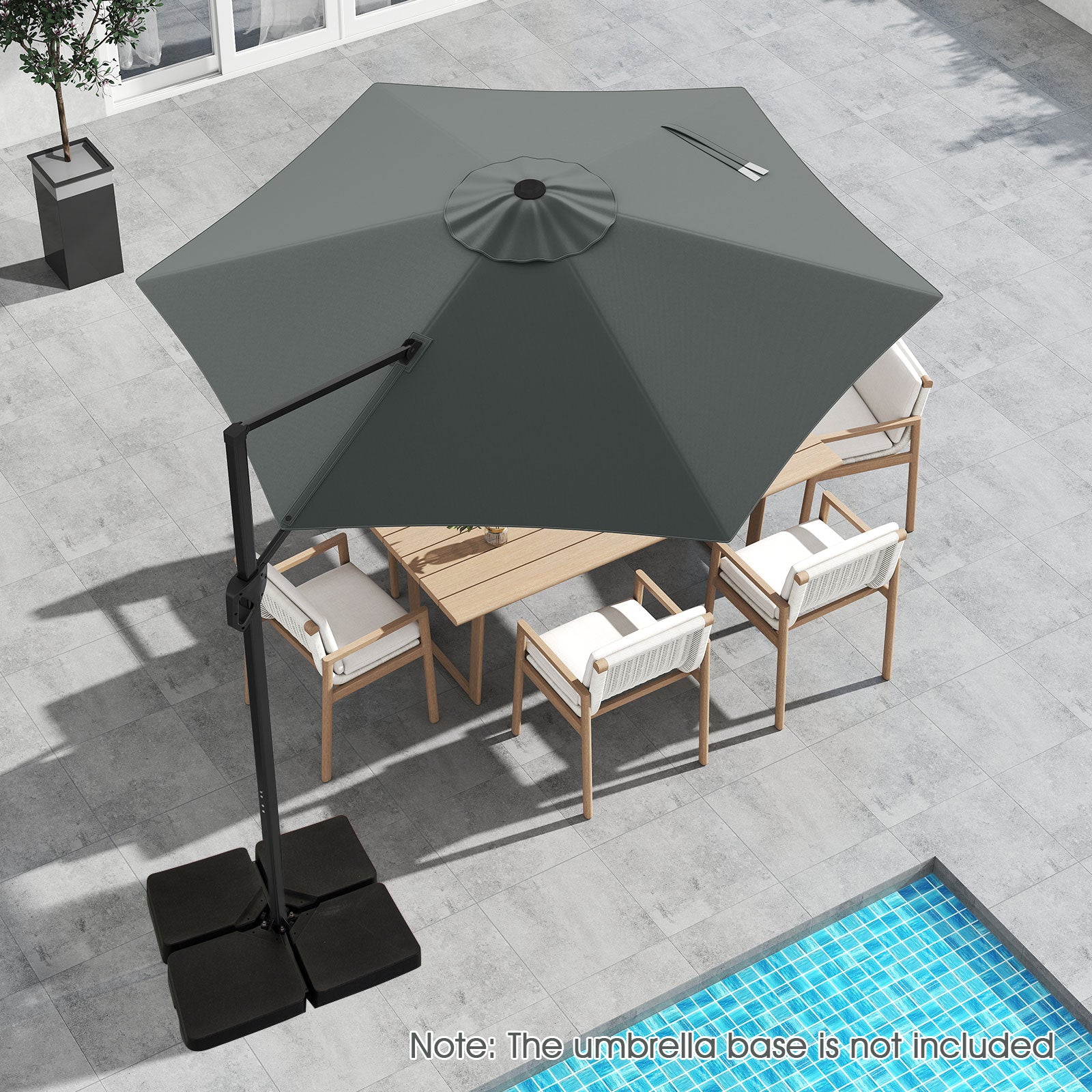 9 FT Cantilever Patio Umbrella with Vented Top and Sun-Protective Canopy-Gray