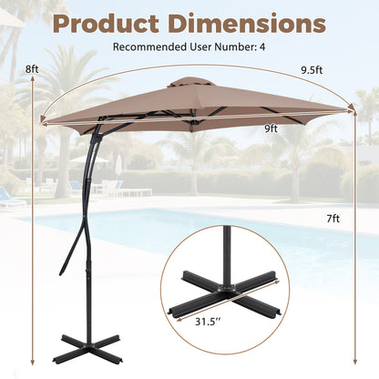 9 FT Cantilever Umbrella with Cross Base and Crank Handle