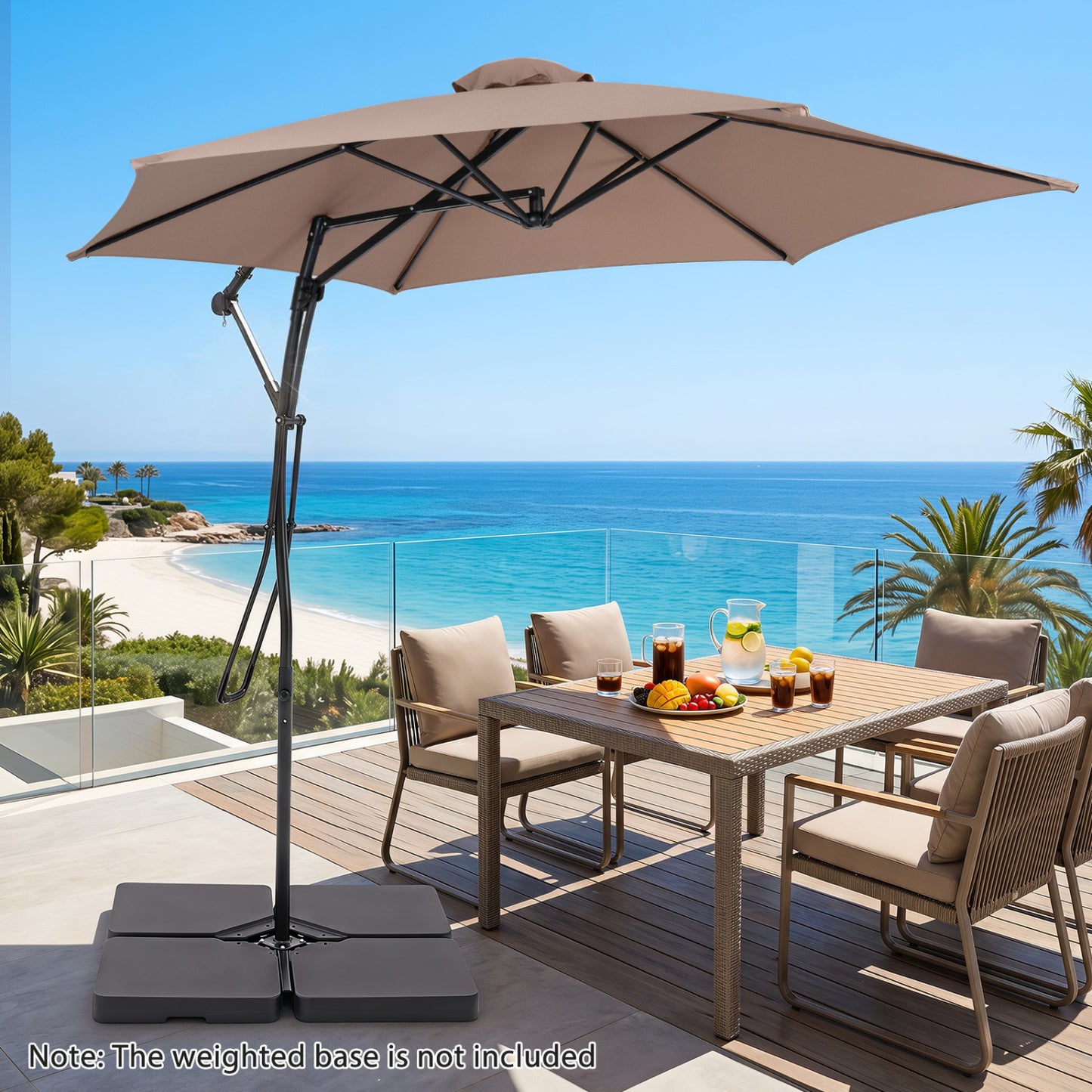 9 FT Cantilever Umbrella with Cross Base and Crank Handle